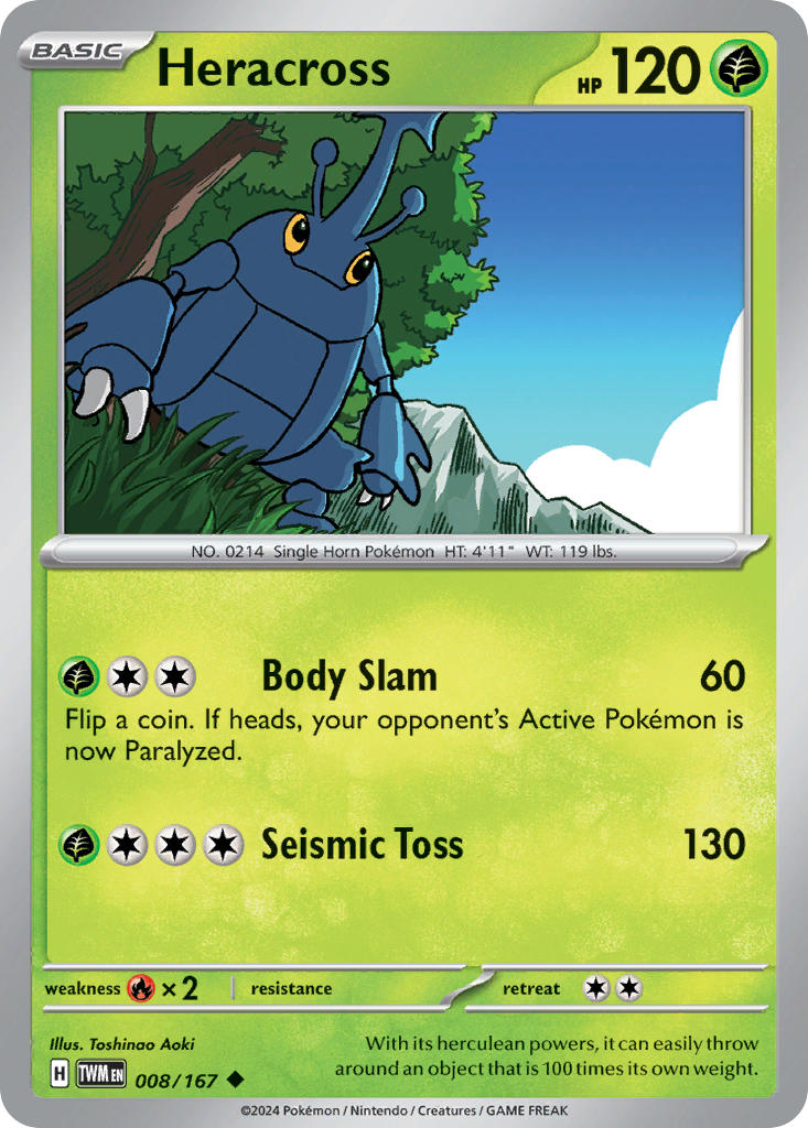 (008/167) Pokemon TCG Twilight Masquerade Single: Heracross   Uncommon