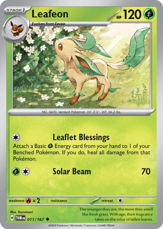 (011/167) Pokemon TCG Twilight Masquerade Single: Leafeon   Uncommon