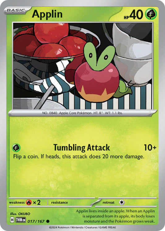 (017/167) Pokemon TCG Twilight Masquerade Single: Applin   Common