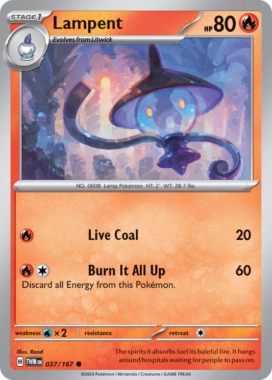 (037/167) Pokemon TCG Twilight Masquerade Single: Lampent   Common