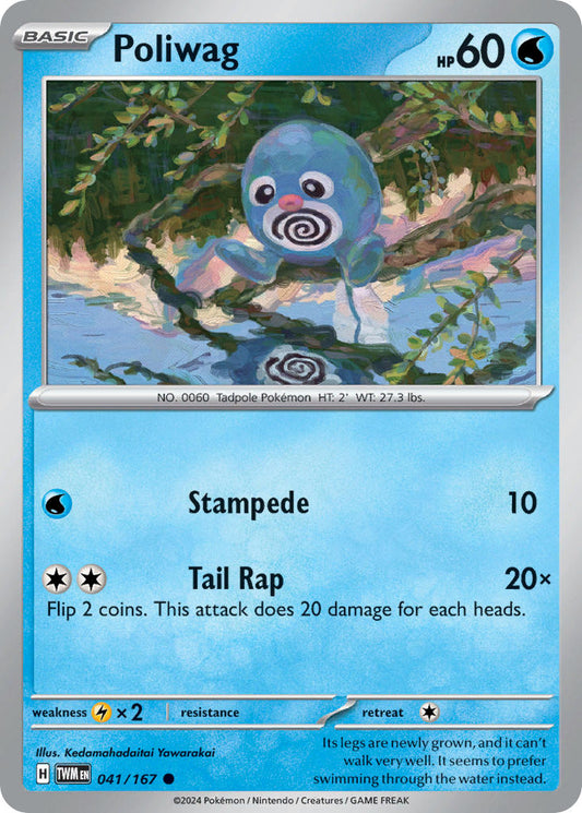 (041/167) Pokemon TCG Twilight Masquerade Single: Poliwag  Reverse Holo Common