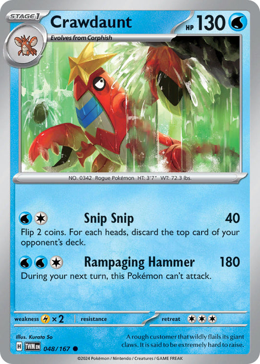 (048/167) Pokemon TCG Twilight Masquerade Single: Crawdaunt   Common