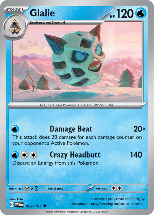 (052/167) Pokemon TCG Twilight Masquerade Single: Glalie   Uncommon