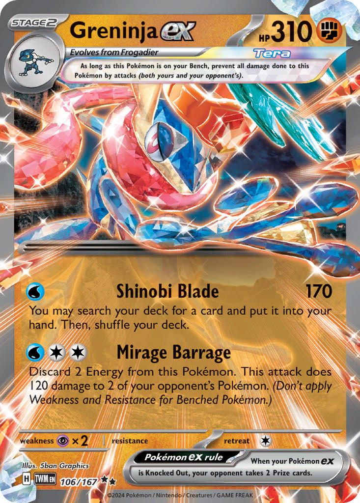 (106/167) Pokemon TCG Twilight Masquerade Single: Greninja ex   Double Rare