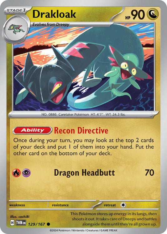 (129/167) Pokemon TCG Twilight Masquerade Single: Drakloak   Common