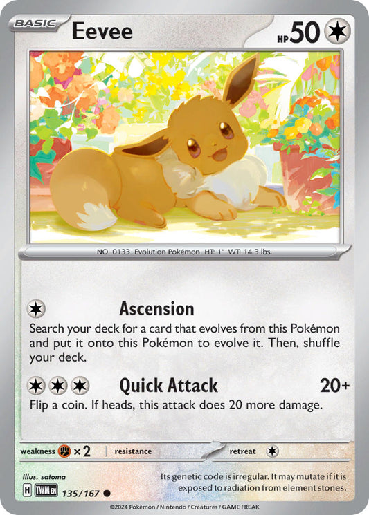 (135/167) Pokemon TCG Twilight Masquerade Single: Eevee   Common