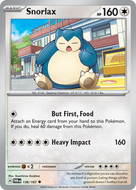 (136/167) Pokemon TCG Twilight Masquerade Single: Snorlax   Uncommon