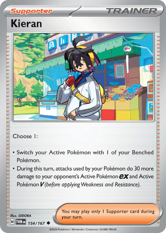 (154/167) Pokemon TCG Twilight Masquerade Single: Kieran  Uncommon