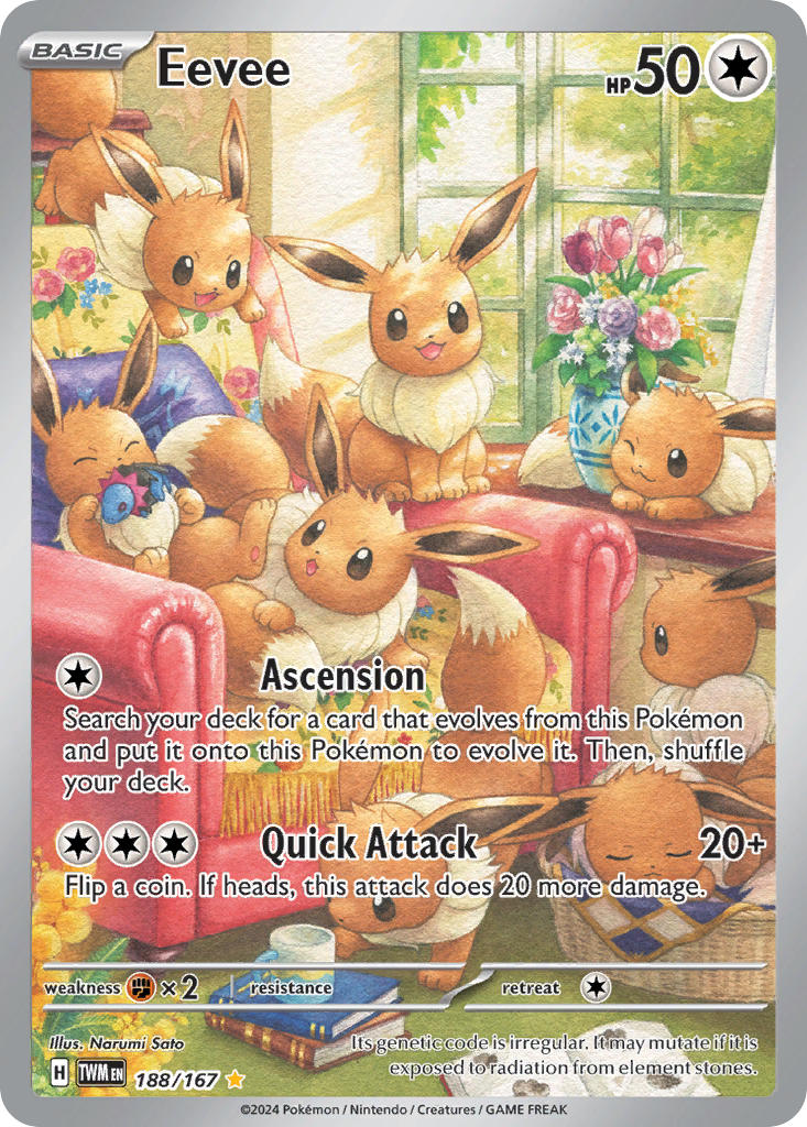 (188/167) Pokemon TCG Twilight Masquerade Single: Eevee   Illustration Rare