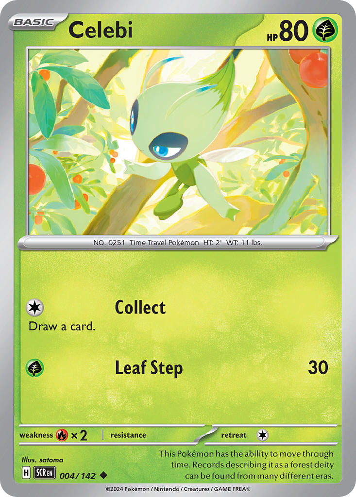 (004/142) Pokemon TCG Stellar Crown Single: Celebi  Reverse Holo Uncommon