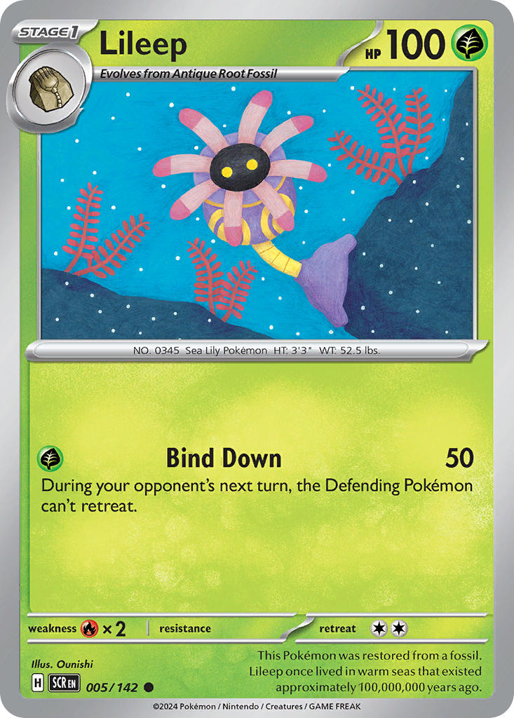 (005/142) Pokemon TCG Stellar Crown Single: Lileep  Reverse Holo Common