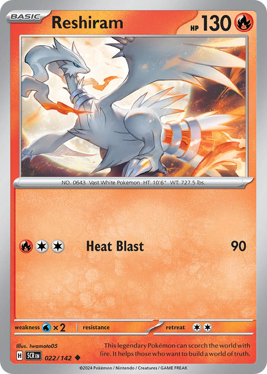 (022/142) Pokemon TCG Stellar Crown Single: Reshiram  Reverse Holo Uncommon