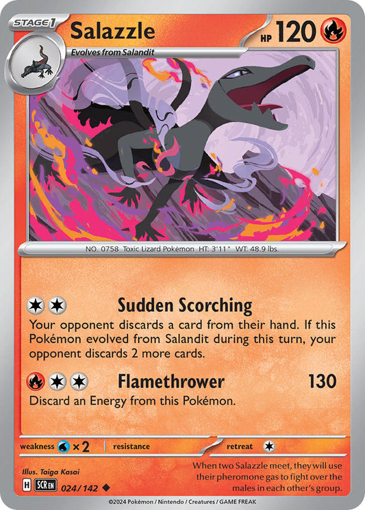 (024/142) Pokemon TCG Stellar Crown Single: Salazzle  Reverse Holo Uncommon