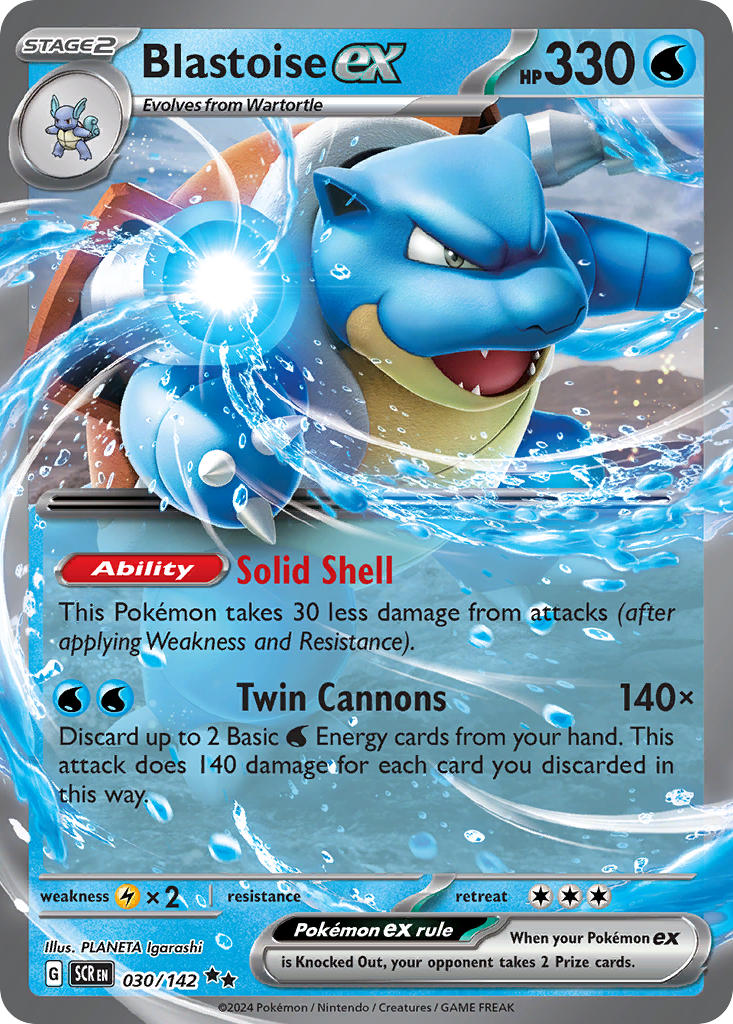 (030/142) Pokemon TCG Stellar Crown Single: Blastoise ex   Double Rare