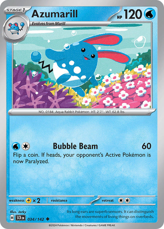 (034/142) Pokemon TCG Stellar Crown Single: Azumarill  Reverse Holo Uncommon