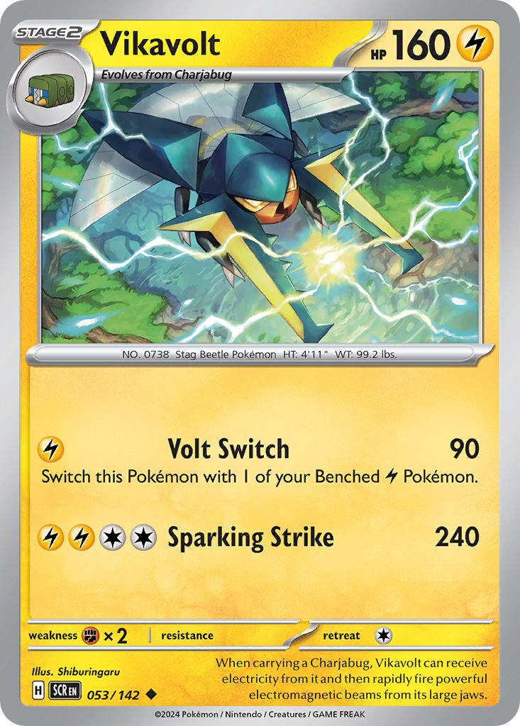 (053/142) Pokemon TCG Stellar Crown Single: Vikavolt  Reverse Holo Uncommon