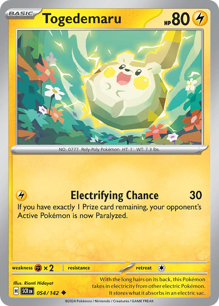 (054/142) Pokemon TCG Stellar Crown Single: Togedemaru  Reverse Holo Uncommon