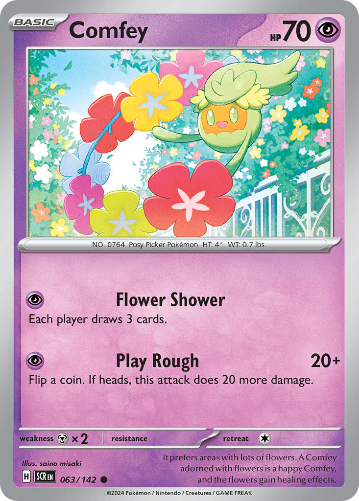 (063/142) Pokemon TCG Stellar Crown Single: Comfey  Reverse Holo Common