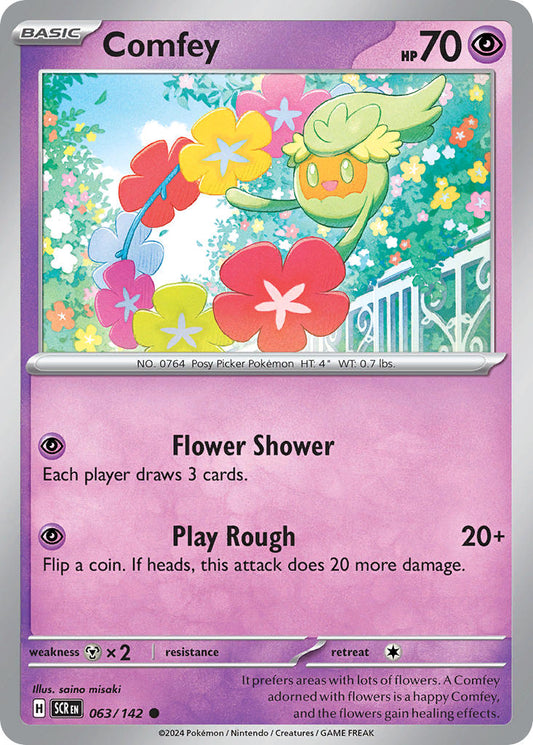 (063/142) Pokemon TCG Stellar Crown Single: Comfey  Reverse Holo Common