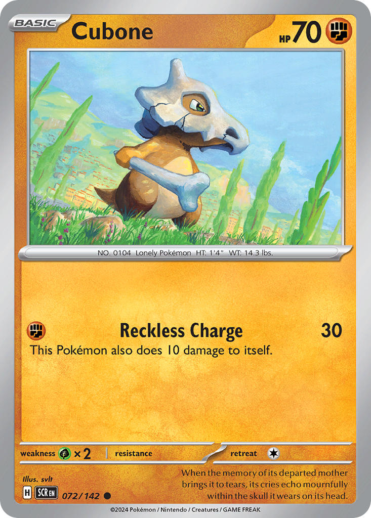 (072/142) Pokemon TCG Stellar Crown Single: Cubone   Common