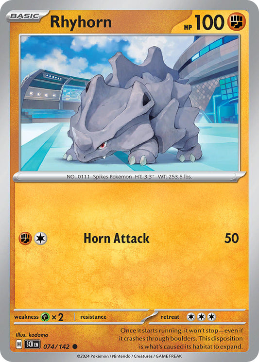 (074/142) Pokemon TCG Stellar Crown Single: Rhyhorn   Common