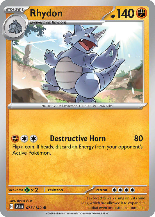 (075/142) Pokemon TCG Stellar Crown Single: Rhydon   Common