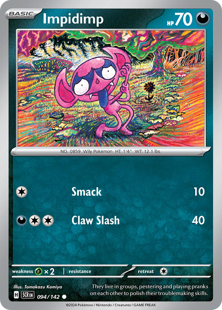 (094/142) Pokemon TCG Stellar Crown Single: Impidimp  Reverse Holo Common