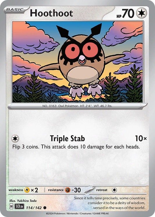 (114/142) Pokemon TCG Stellar Crown Single: Hoothoot   Common