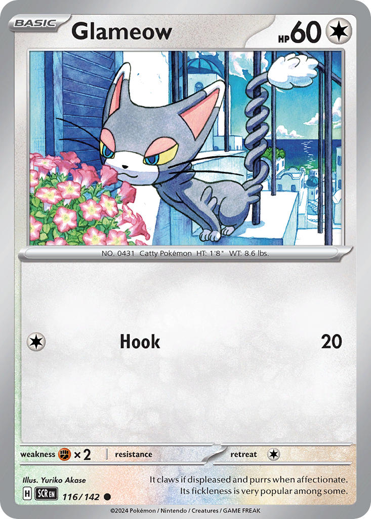 (116/142) Pokemon TCG Stellar Crown Single: Glameow   Common