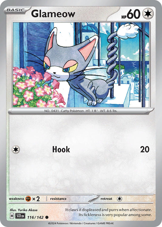 (116/142) Pokemon TCG Stellar Crown Single: Glameow  Reverse Holo Common