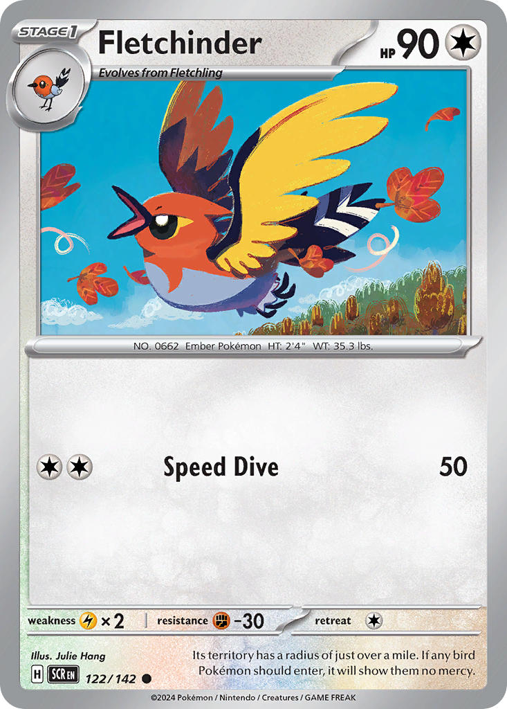 (122/142) Pokemon TCG Stellar Crown Single: Fletchinder   Common