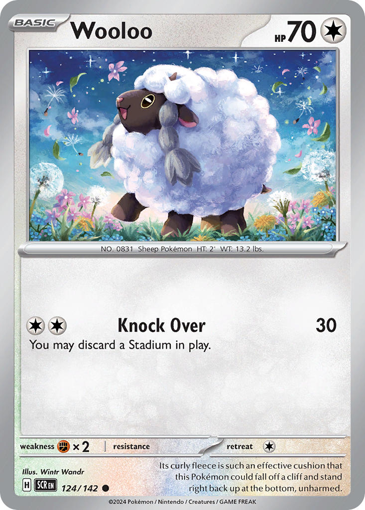 (124/142) Pokemon TCG Stellar Crown Single: Wooloo  Reverse Holo Common