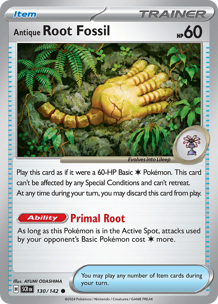 (130/142) Pokemon TCG Stellar Crown Single: Antique Root Fossil  Common