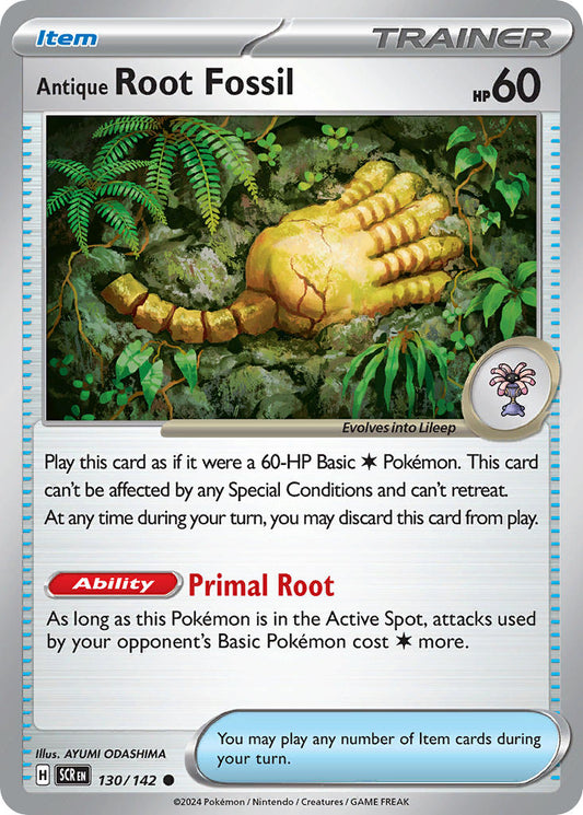 (130/142) Pokemon TCG Stellar Crown Single: Antique Root Fossil Reverse Holo Common