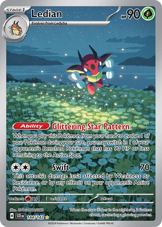 (144/142) Pokemon TCG Stellar Crown Single: Ledian   Illustration Rare