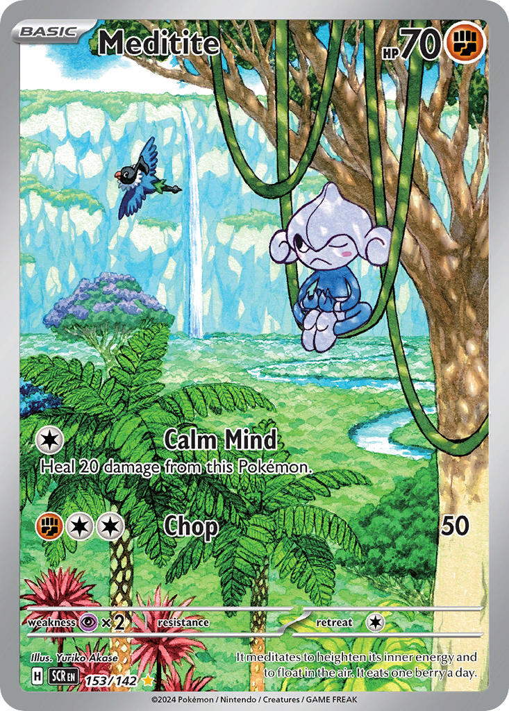 (153/142) Pokemon TCG Stellar Crown Single: Meditite   Illustration Rare