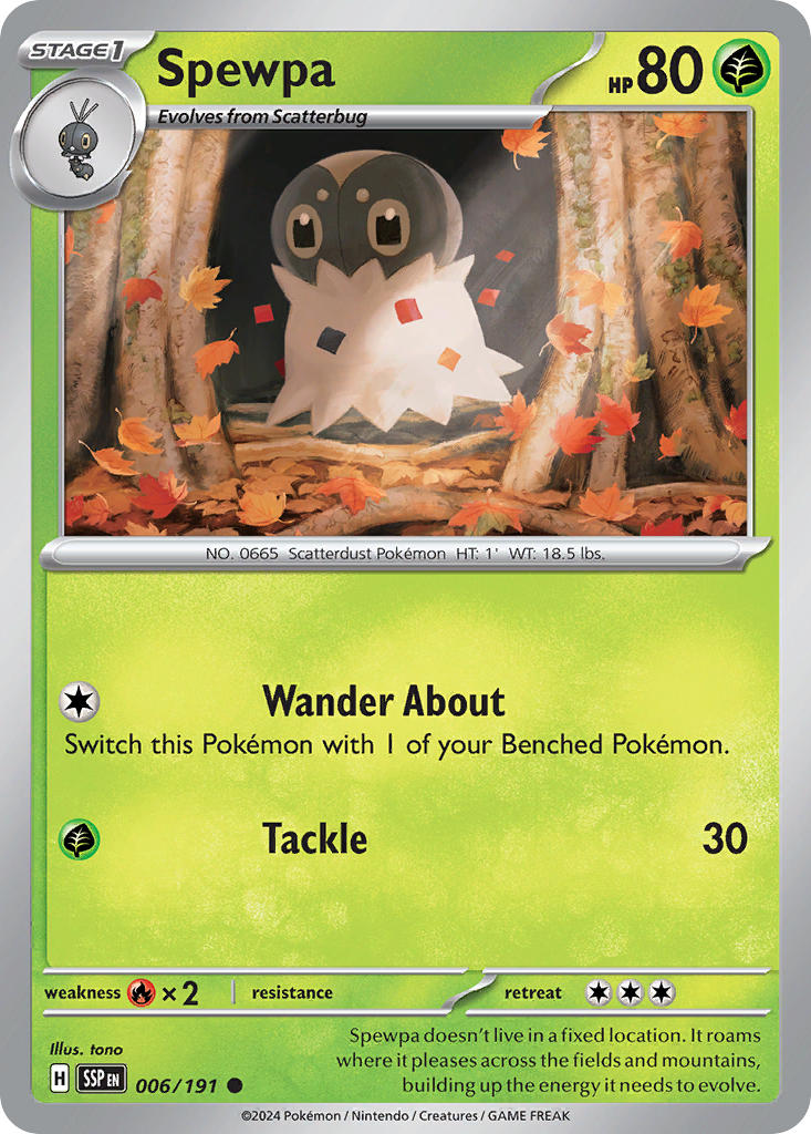 (006/191) Pokemon TCG Surging Sparks Single: Spewpa   Common