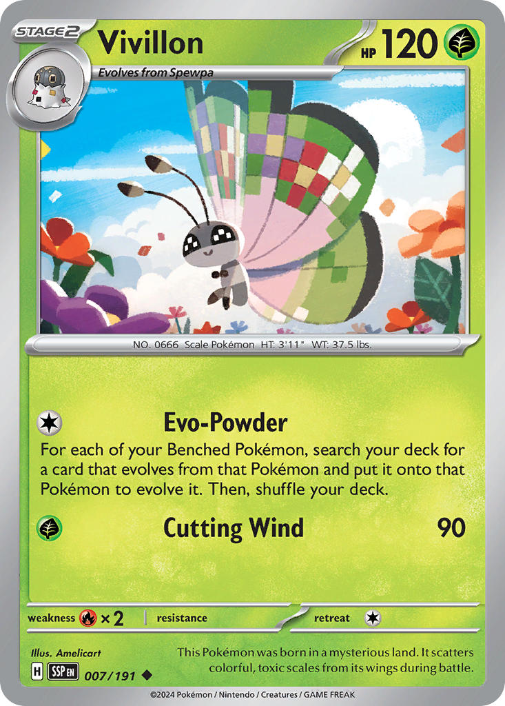 (007/191) Pokemon TCG Surging Sparks Single: Vivillon   Uncommon