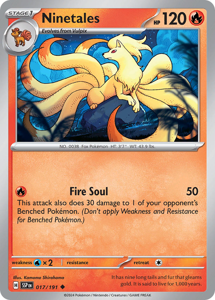 (017/191) Pokemon TCG Surging Sparks Single: Ninetales   Uncommon