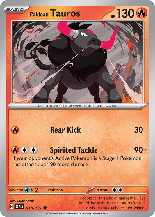 (018/191) Pokemon TCG Surging Sparks Single: Paldean Tauros   Uncommon