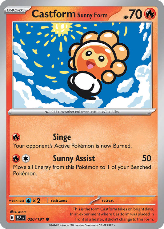 (020/191) Pokemon TCG Surging Sparks Single: Castform Sunny Form   Common