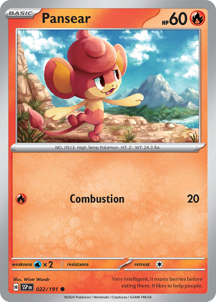 (022/191) Pokemon TCG Surging Sparks Single: Pansear   Common