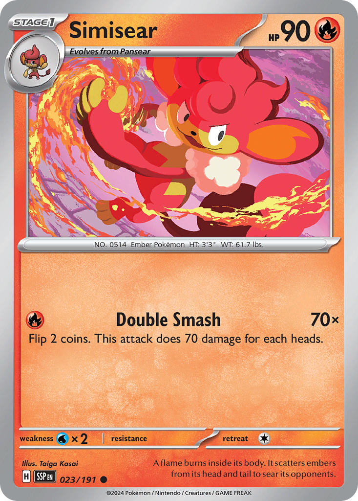 (023/191) Pokemon TCG Surging Sparks Single: Simisear   Common