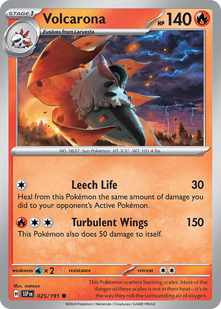 (025/191) Pokemon TCG Surging Sparks Single: Volcarona   Common