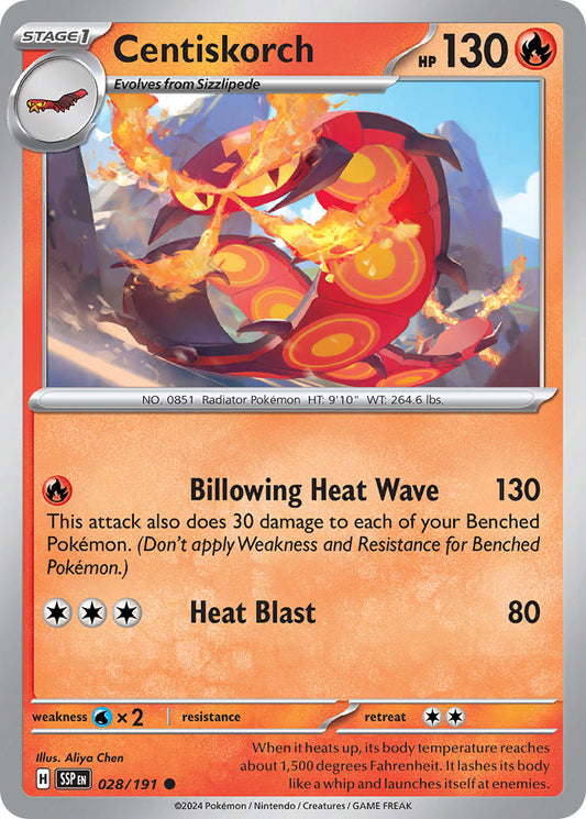 (028/191) Pokemon TCG Surging Sparks Single: Centiskorch   Common