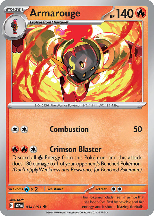 (034/191) Pokemon TCG Surging Sparks Single: Armarouge   Uncommon