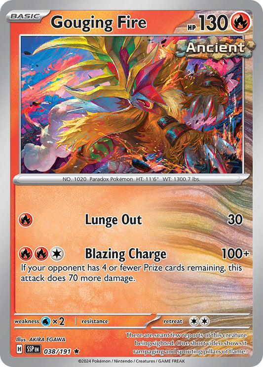 (038/191) Pokemon TCG Surging Sparks Single: Gouging Fire   Rare