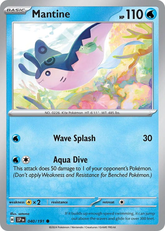 (040/191) Pokemon TCG Surging Sparks Single: Mantine   Common