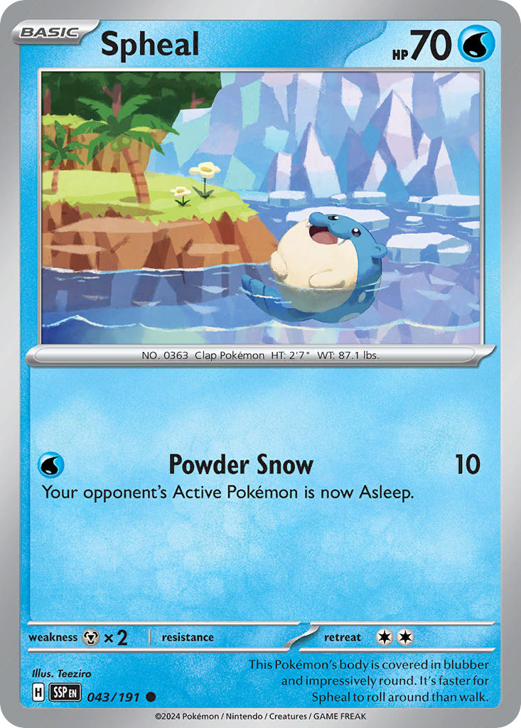 (043/191) Pokemon TCG Surging Sparks Single: Spheal   Common