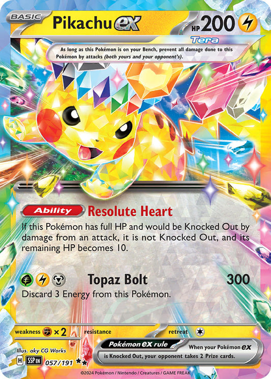 (057/191) Pokemon TCG Surging Sparks Single: Pikachu ex   Double Rare